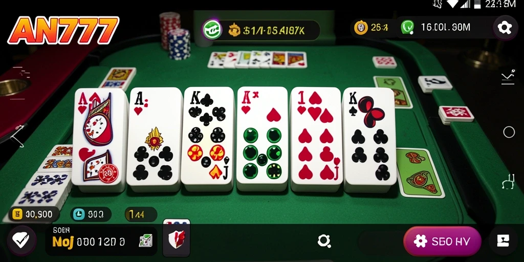 Tampilan gameplay seru AN777 dalam permainan Domino.