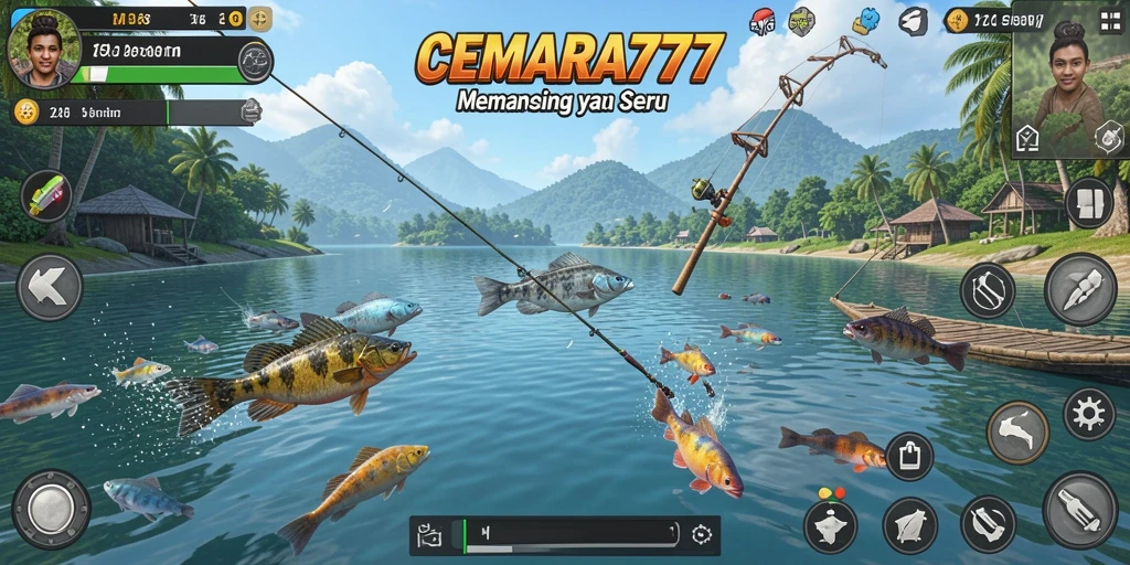 Tampilan gameplay CEMARA777 yang menarik saat menangkap ikan.