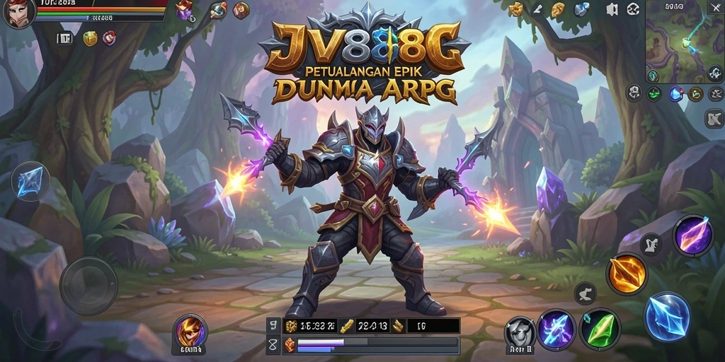 Screenshot gameplay JV88 yang menampilkan pertarungan epik di dunia ARPG.
