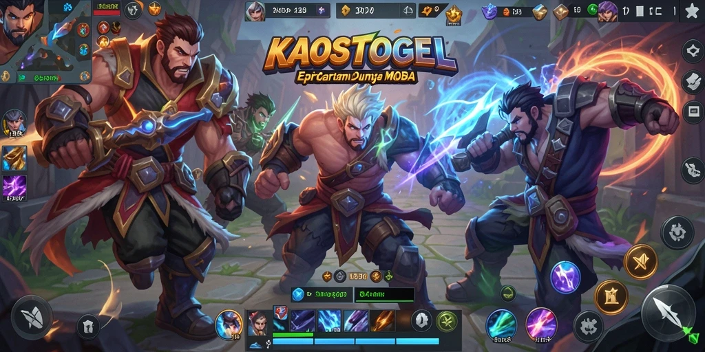 Screenshot KAOSTOGEL menampilkan aksi pertarungan seru dalam game MOBA.