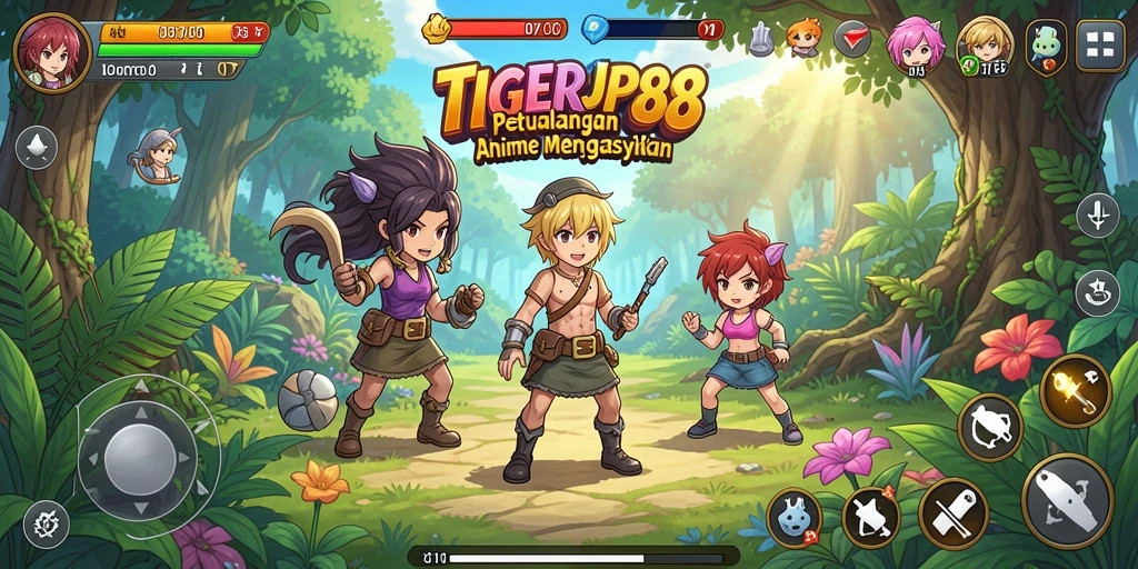 Tampilan gameplay Anime yang dinamis dan penuh aksi di TIGERJP88.
